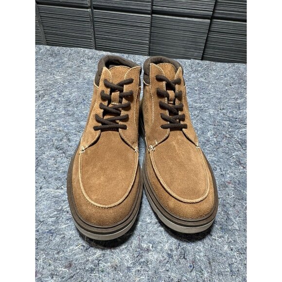 Men’s Size 9 Flannel Moc Toe Lined Boots Lands End Fast‎ Cognac Brown Shipping!